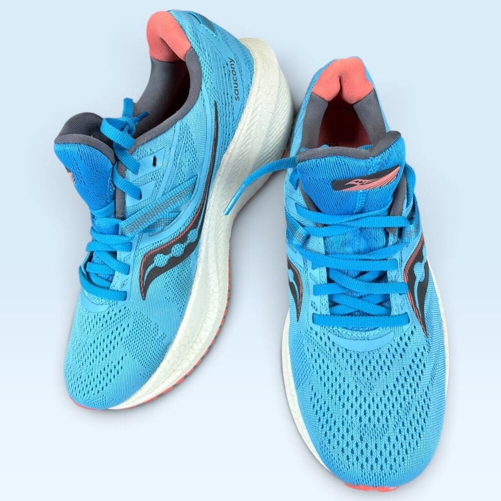 Saucony Triumph 20 Women’s Running Shoes Ocean Coral Blue Size 8.5 - Picture 2 of 12